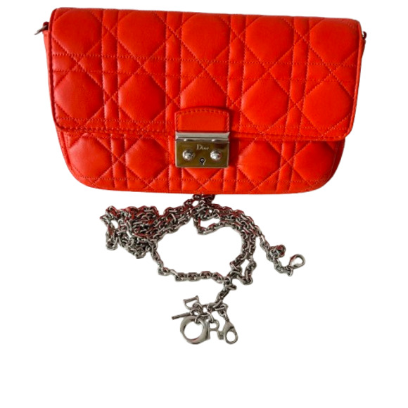 Rare Dior Miss Dior Promenade Pouch WOC Vermillion Lambskin Cannage Quilted - Picture 2 of 16